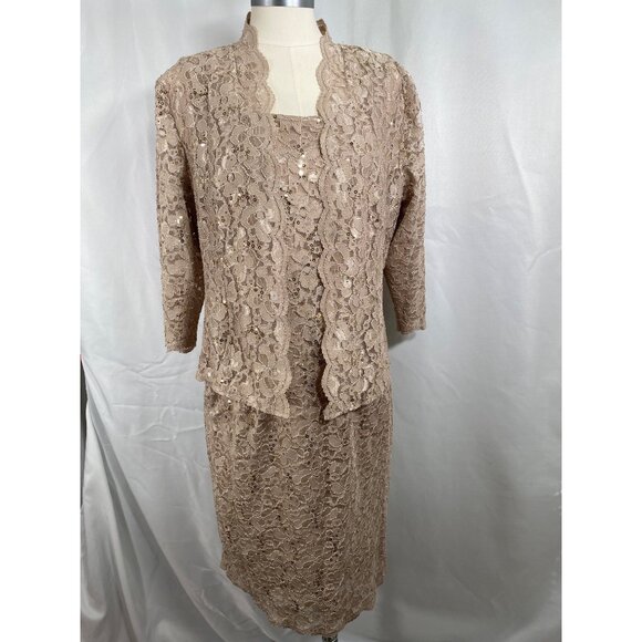 SLNY dress & jacket mother of bride groom event platinum sequins 10 petite - Picture 1 of 6